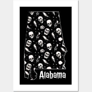 Alabama Halloween Skull Pattern Posters and Art